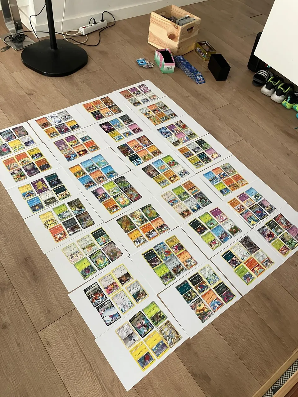 Documentary photograph of real cards grouped for inventory